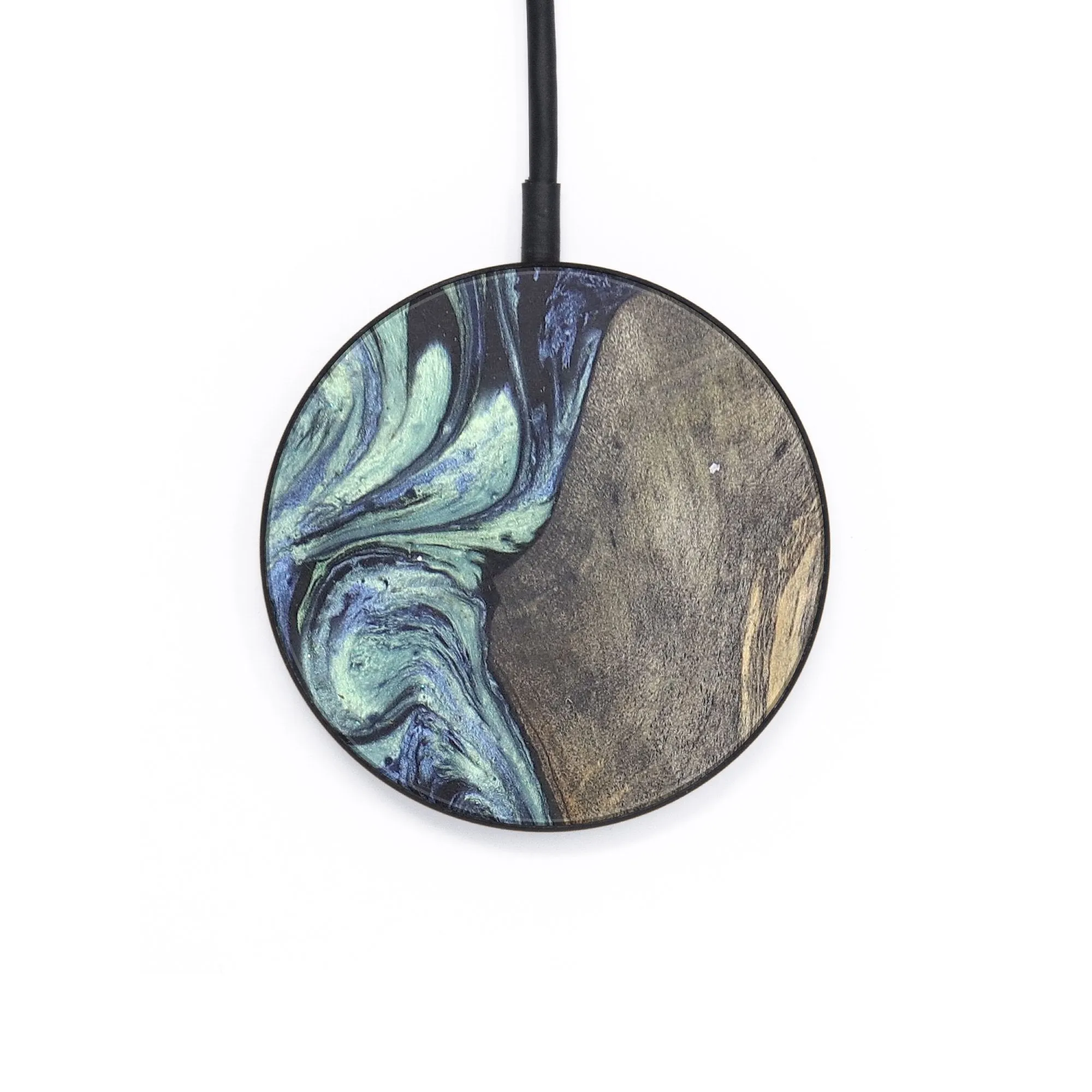 Circle Wood Resin Wireless Charger - Chelsie (Green, 678114)