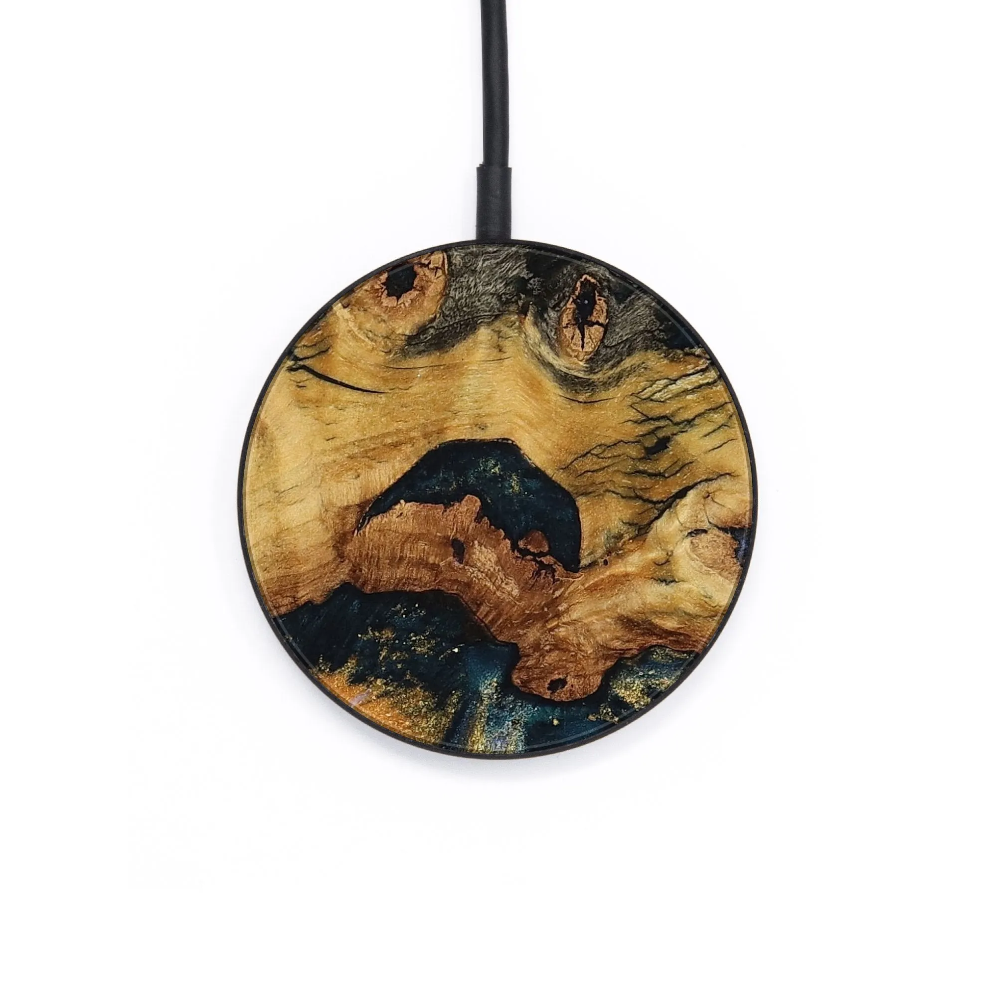 Circle Wood Wireless Charger - Dael (Teal & Gold, 731291)