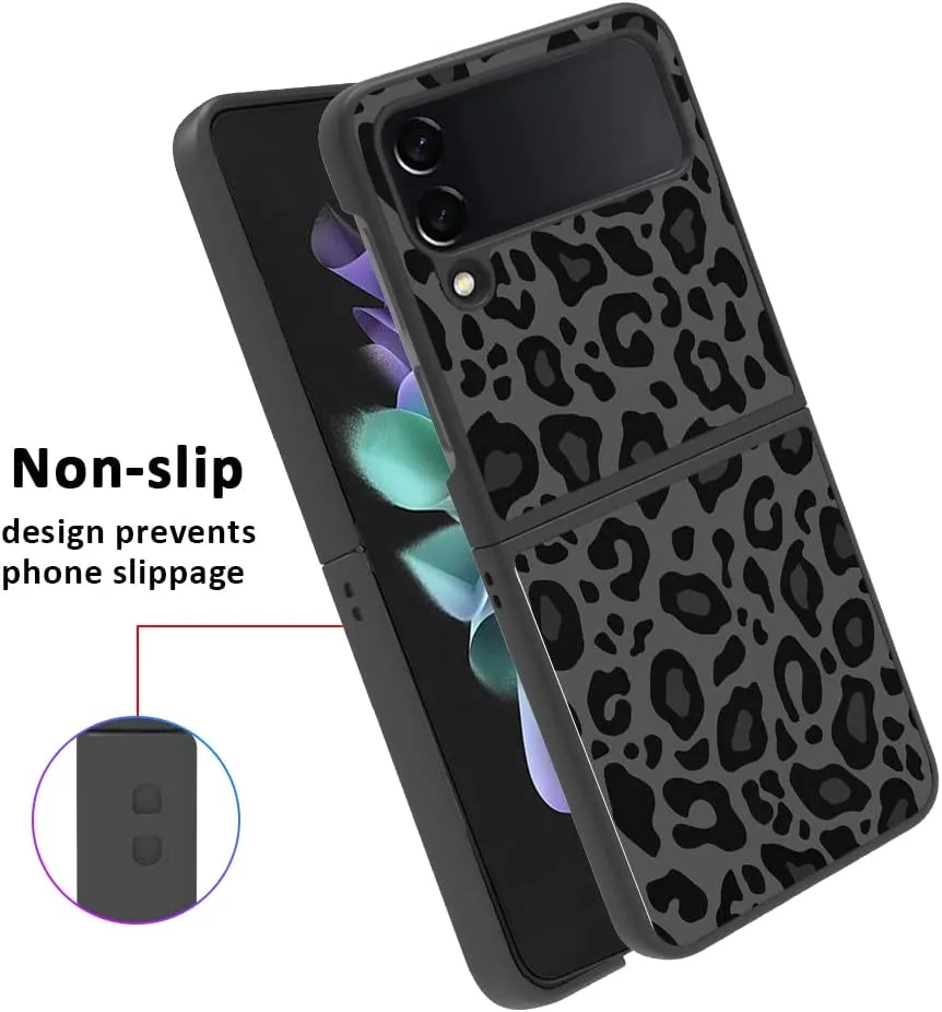 Compatible Samsung Galaxy Z Flip 4,Black Leopard TPU Protective Case Pattern