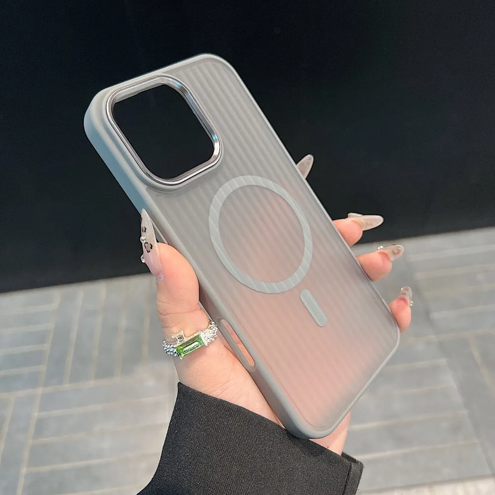 Corrugated Pattern Magnetic Wireless Charge Phone Case - iPhone 14