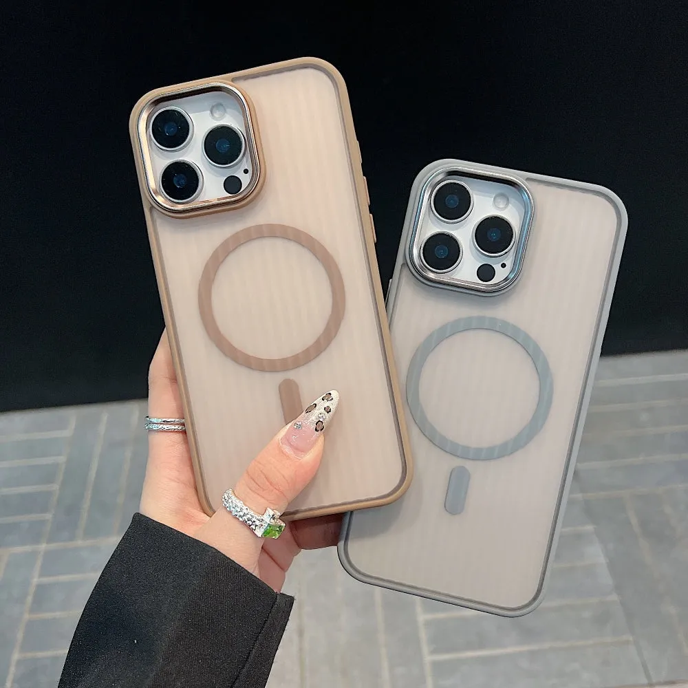 Corrugated Pattern Magnetic Wireless Charge Phone Case - iPhone 14