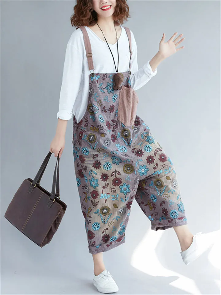 Cute Fashion Printed Denim Jumpsuits