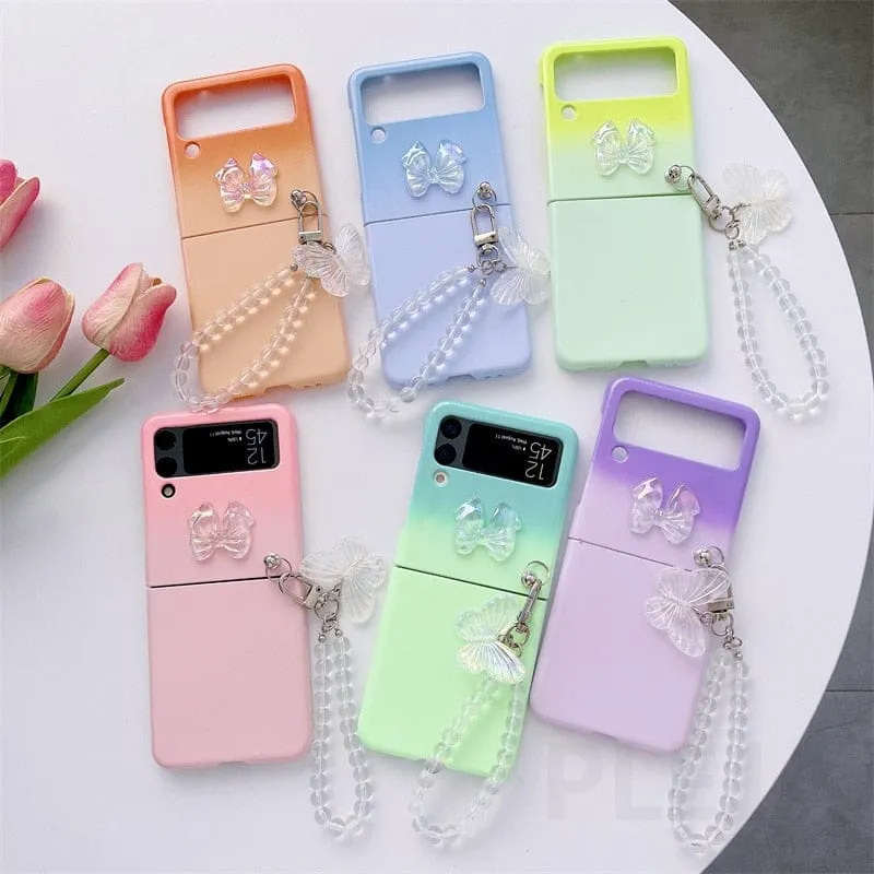 Cute Pastel Butterfly Bracelet Phone Case Samsung Galaxy Z Flip 3