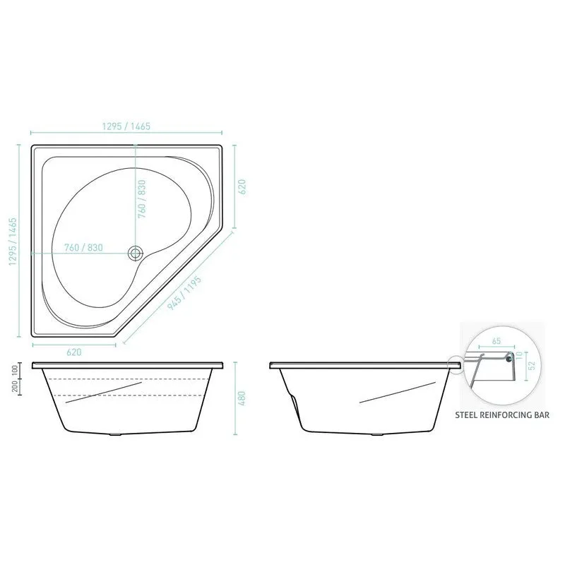 Decina Angelique 1295 Santai 12 Jet White Spa Bath