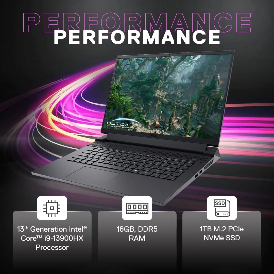 Dell G16-7630 Gaming Laptop, Intel Core i9-13900HX Processor/16GB/1TB SSD/NVIDIA RTX 4060 8GB GDDR6/16 (40.64cm) QHD  240Hz, 3ms, DCI-P3 100%/Win 11 MSO'21 McAfee 15 Month/Metallic Nightshade/2.87kg