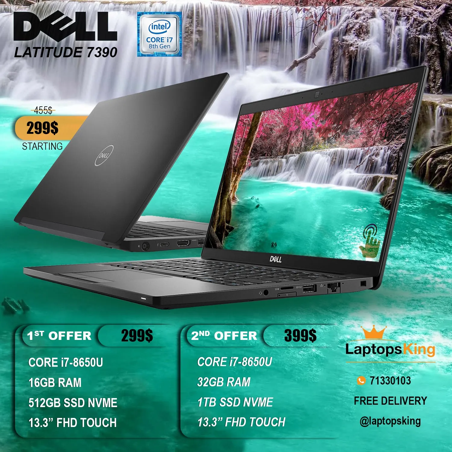 Dell Latitude 7390 Core i7-8650u 13.3" Touch Laptop Offers (Open Box)