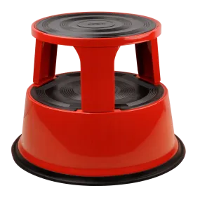 DesQ Metal Step Stool with Castors Roll-a-Step | Metal | Red