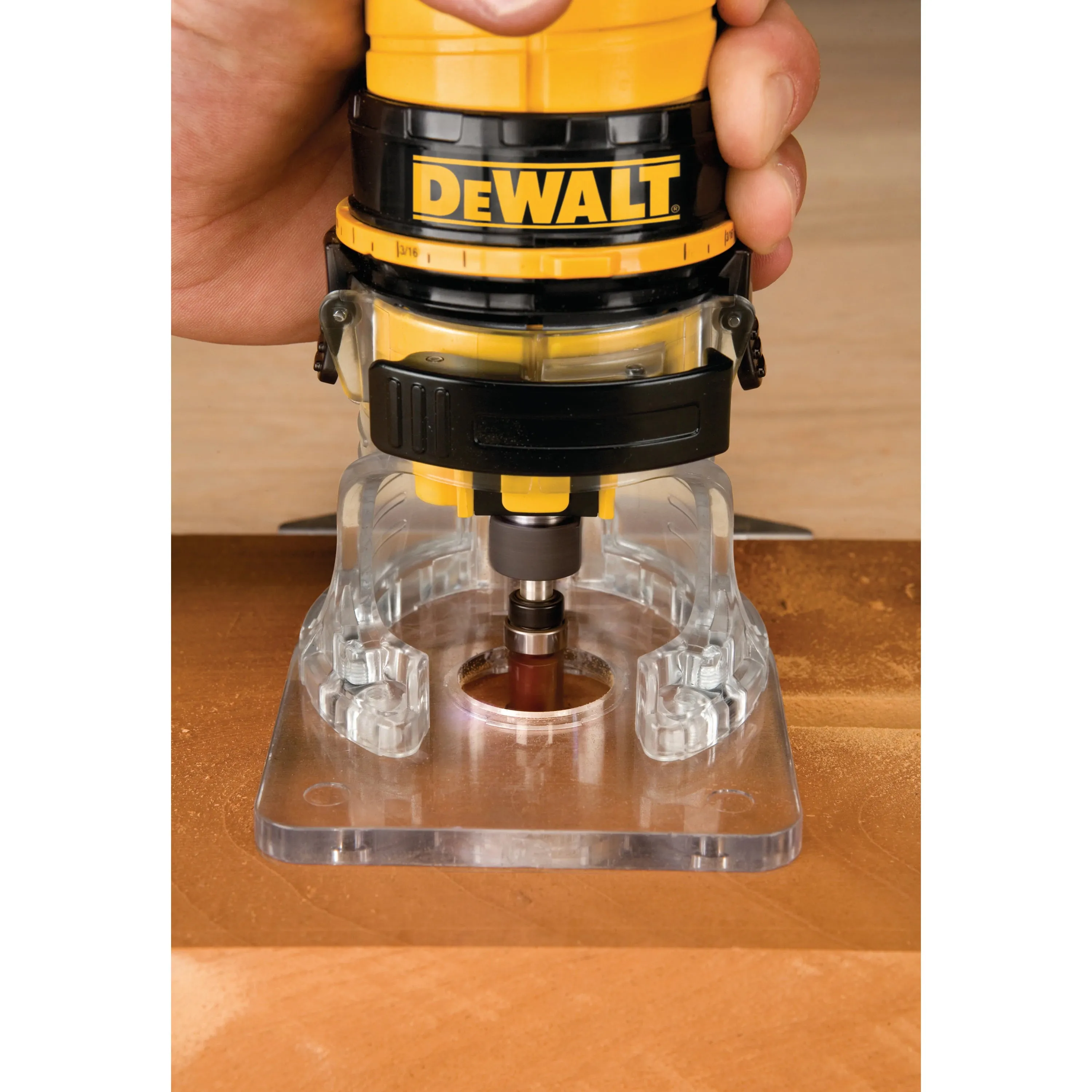 DeWALT DWE6000 Laminate Trimmer, 7.87 in Cutting Capacity, Ergonomic Handle, Black/Yellow Handle