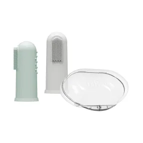 Dr. Brown'S Silicone Finger Toothbrush With Case - Pack of -2  Gray And Light Green 3M to 12M