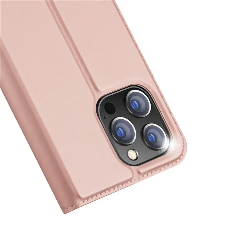 DUX DUCIS Skin Pro Faux Leather Wallet Flip Case for Apple iPhone 15 Pro Max - Rose Gold