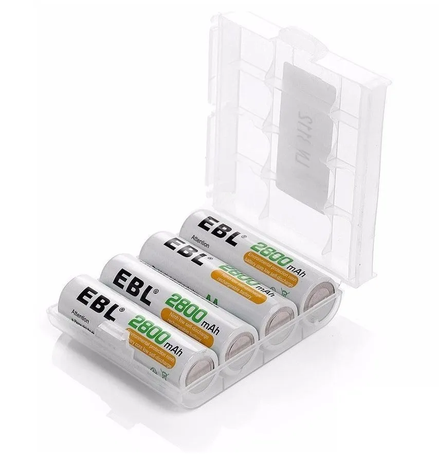 EBL LN-8112 1.2V AA 2800mAh High Power Ni-MH Nickel Metal Hydride Rechargeable Battery with Low Self Discharge, Environmental-Friendly Construction, and Included Storage Case for Portable and Emergency Electronics (Pack of 4)