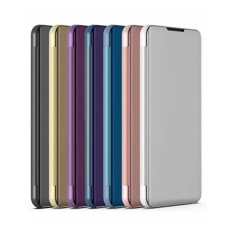 Electroplated Mirror Flip Leather Phone Case with Stand for iPhone 15 Pro Max, Series 2