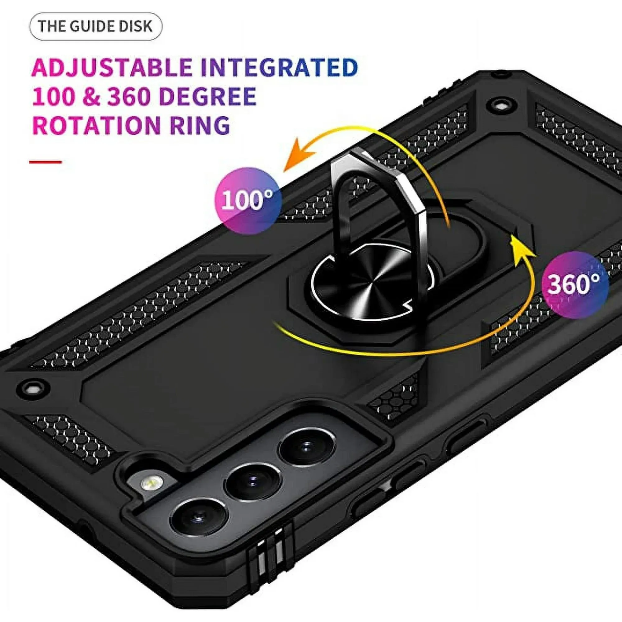 Entronix Samsung Galaxy S21 Plus Case - Guard Ring Holder & 2 Clear Screen Protectors