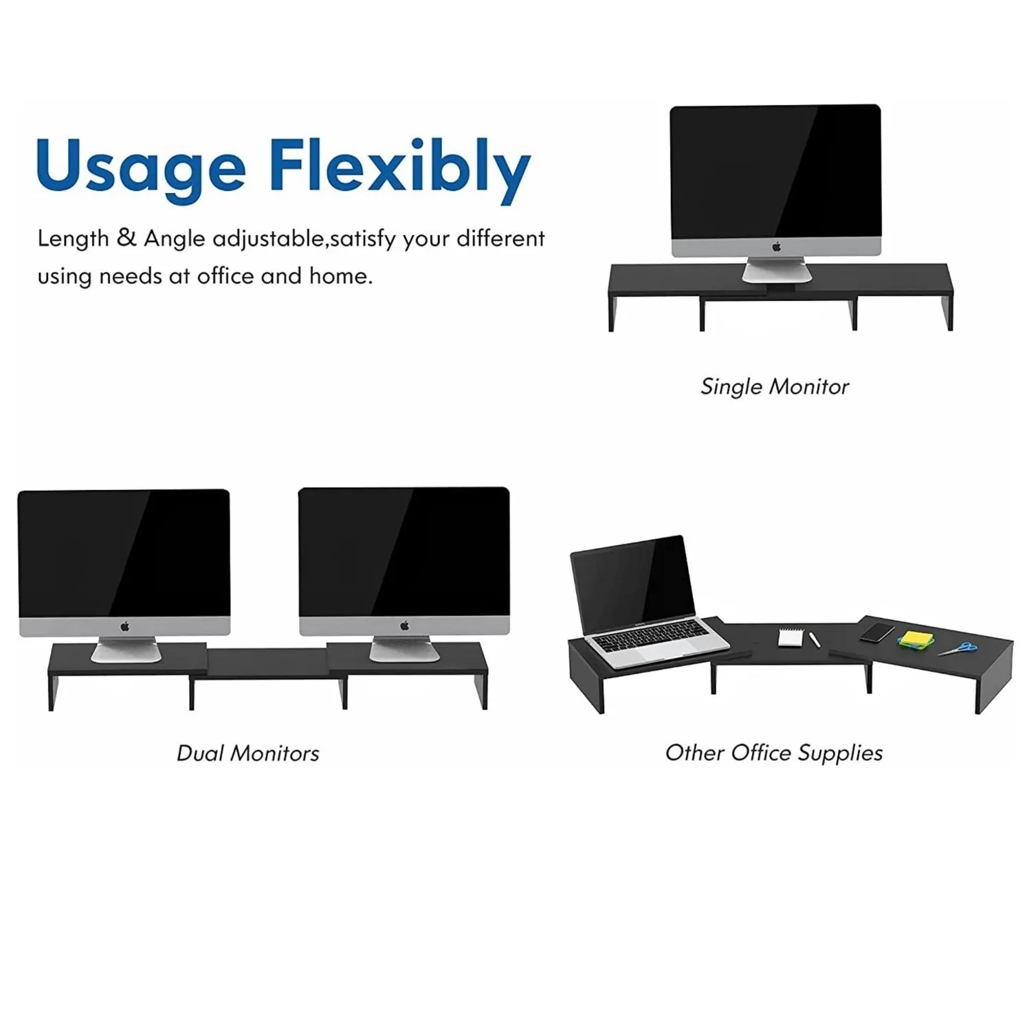 Ergonomic 3 Shelf Monitor Stand, Adjustable Angle, 20kg, Voctus