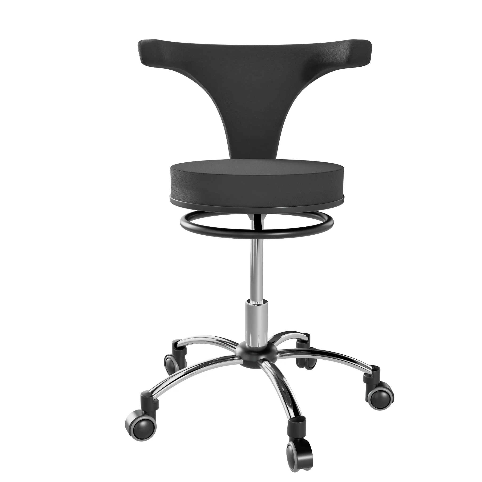 Ergonomic Adjustable Chair With Round Bar Mechanism, Saddle Seat and 360 Degree Angle Adjustment, Black (R103)