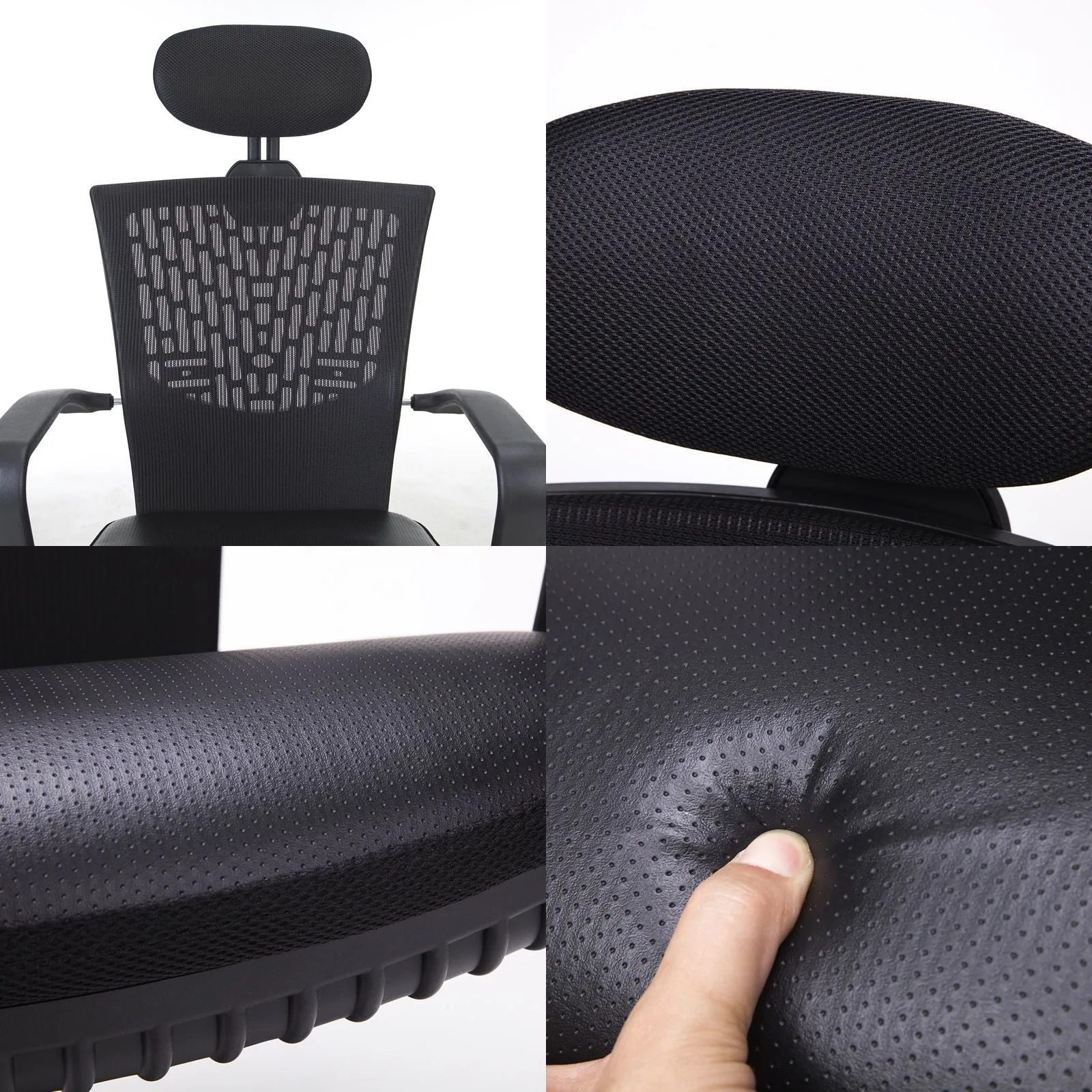 Ergonomic Mesh Back Office Chair with Headrest - Black