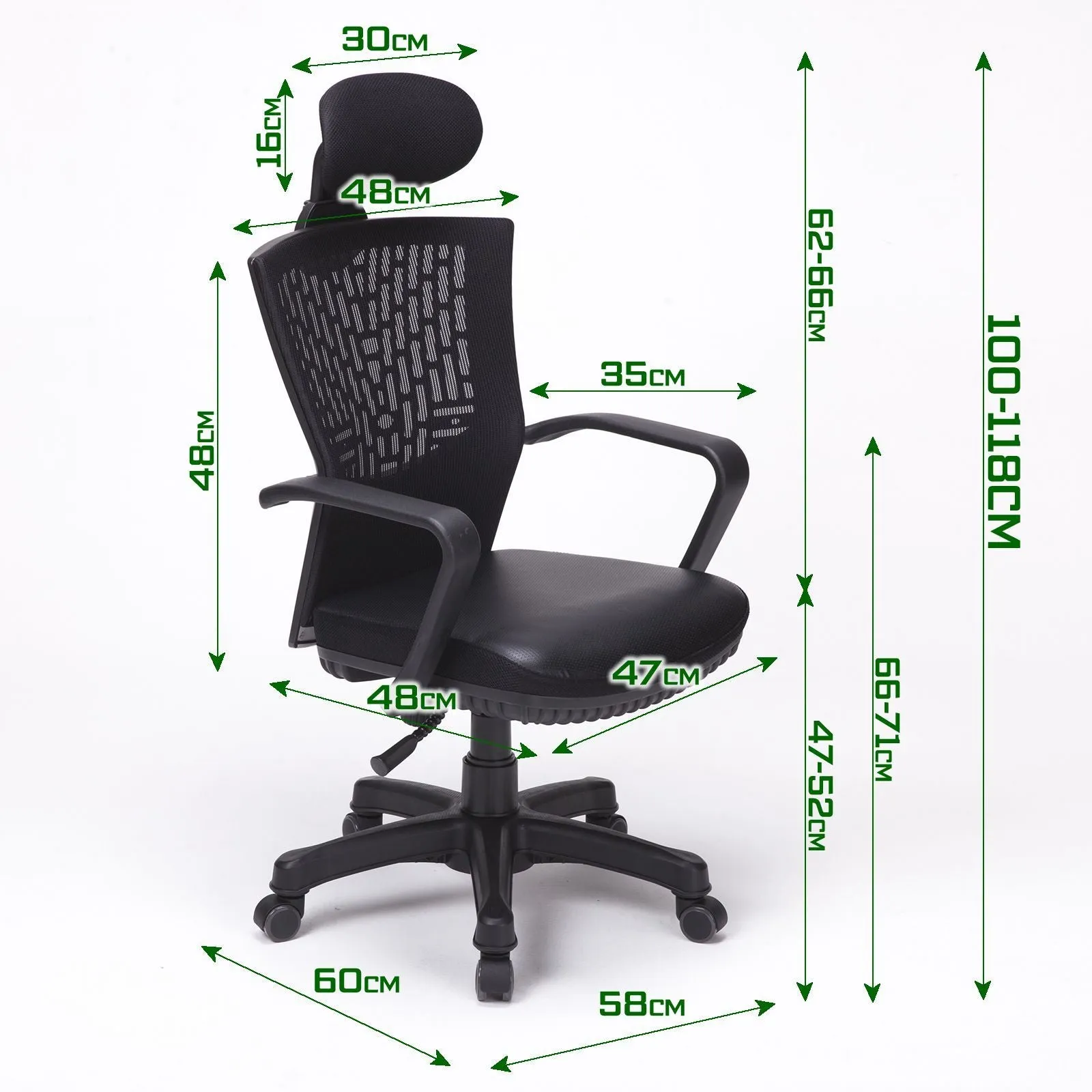 Ergonomic Mesh Back Office Chair with Headrest - Black