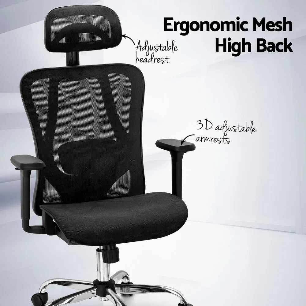 Ergonomic Reclining Mesh Office Chair with 3D Armrests - Artiss