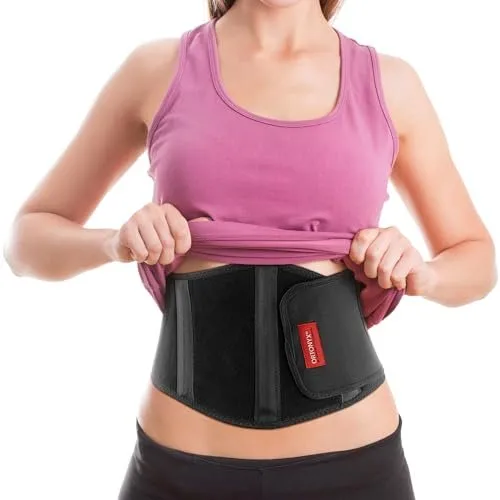 Ergonomic Umbilical Navel Hernia Belt / Abdominal Support Brace - Black