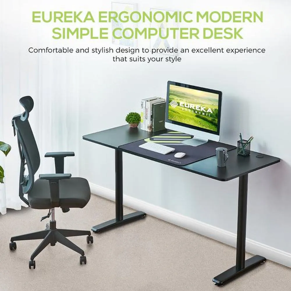 Eureka Ergonomic Modern Simple 60'' Computer Desk - Black, ERK-IOD-60B