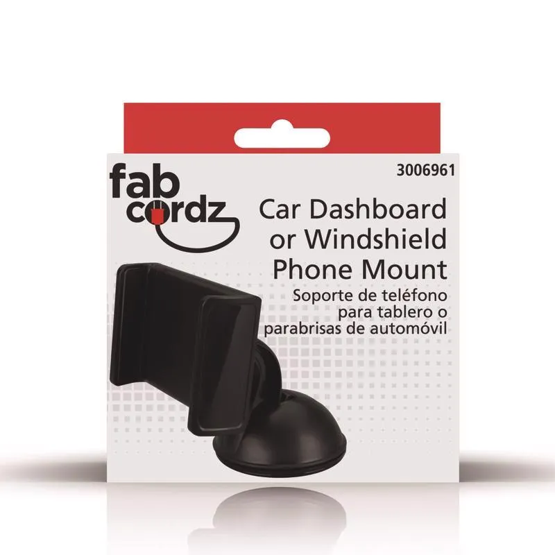 Fabcordz Black Dashboard Cell Phone Car Mount For All Mobile Devices