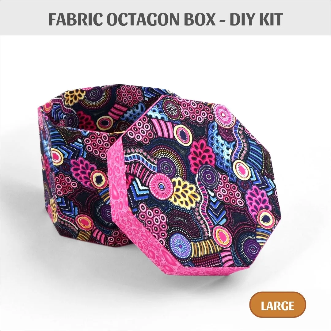 Fabric Octagon box Big DIY kit, cartonnage kit 206a, members only