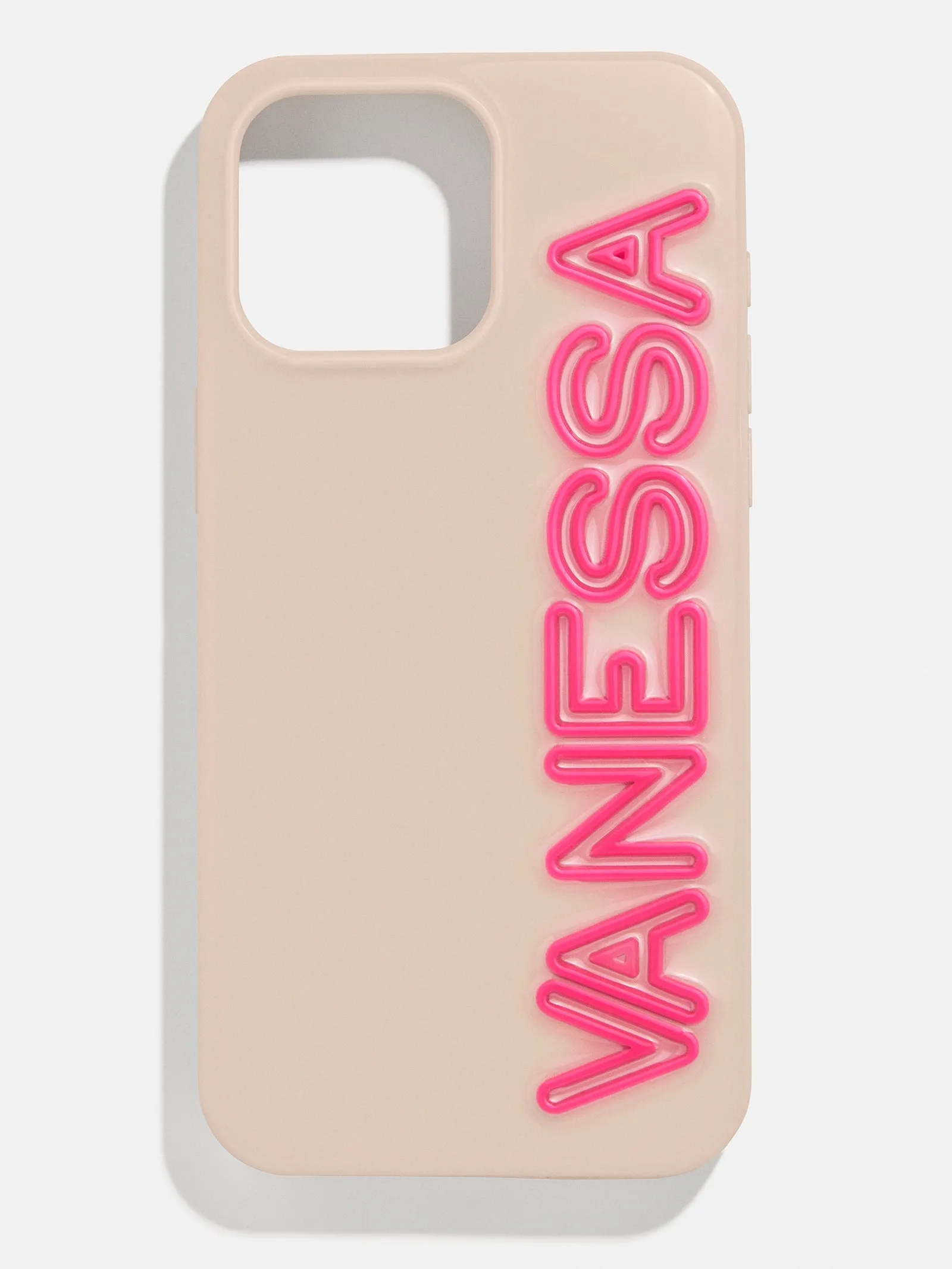 Fine Line Custom iPhone Case - Beige/Hot Pink