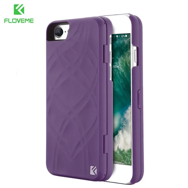 FLOVEME Mirror Case For iPhone 6 6s 7 Plus Wallet Card Slot Cover Makeup Phone Cases For Apple iPhone 8 X 7 Plus 10 Woman Coque