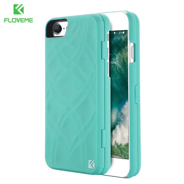 FLOVEME Mirror Case For iPhone 6 6s 7 Plus Wallet Card Slot Cover Makeup Phone Cases For Apple iPhone 8 X 7 Plus 10 Woman Coque