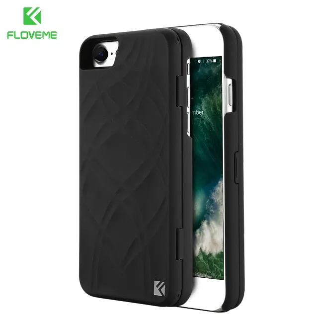 FLOVEME Mirror Case For iPhone 6 6s 7 Plus Wallet Card Slot Cover Makeup Phone Cases For Apple iPhone 8 X 7 Plus 10 Woman Coque