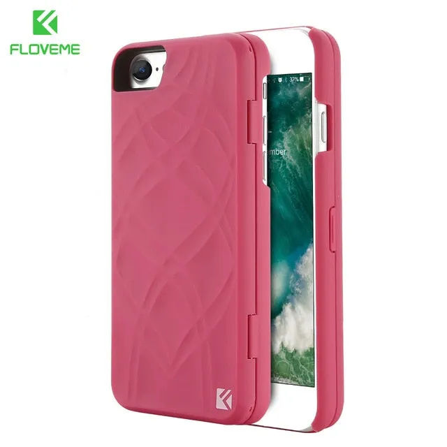 FLOVEME Mirror Case For iPhone 6 6s 7 Plus Wallet Card Slot Cover Makeup Phone Cases For Apple iPhone 8 X 7 Plus 10 Woman Coque