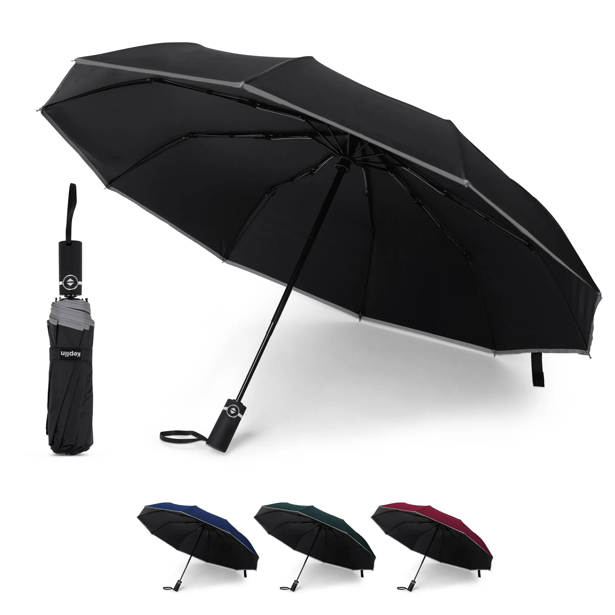 Folding Travel Umbrella with Ergonomic Handle - Portable, Slim, Strong and Lightweight Umbrella