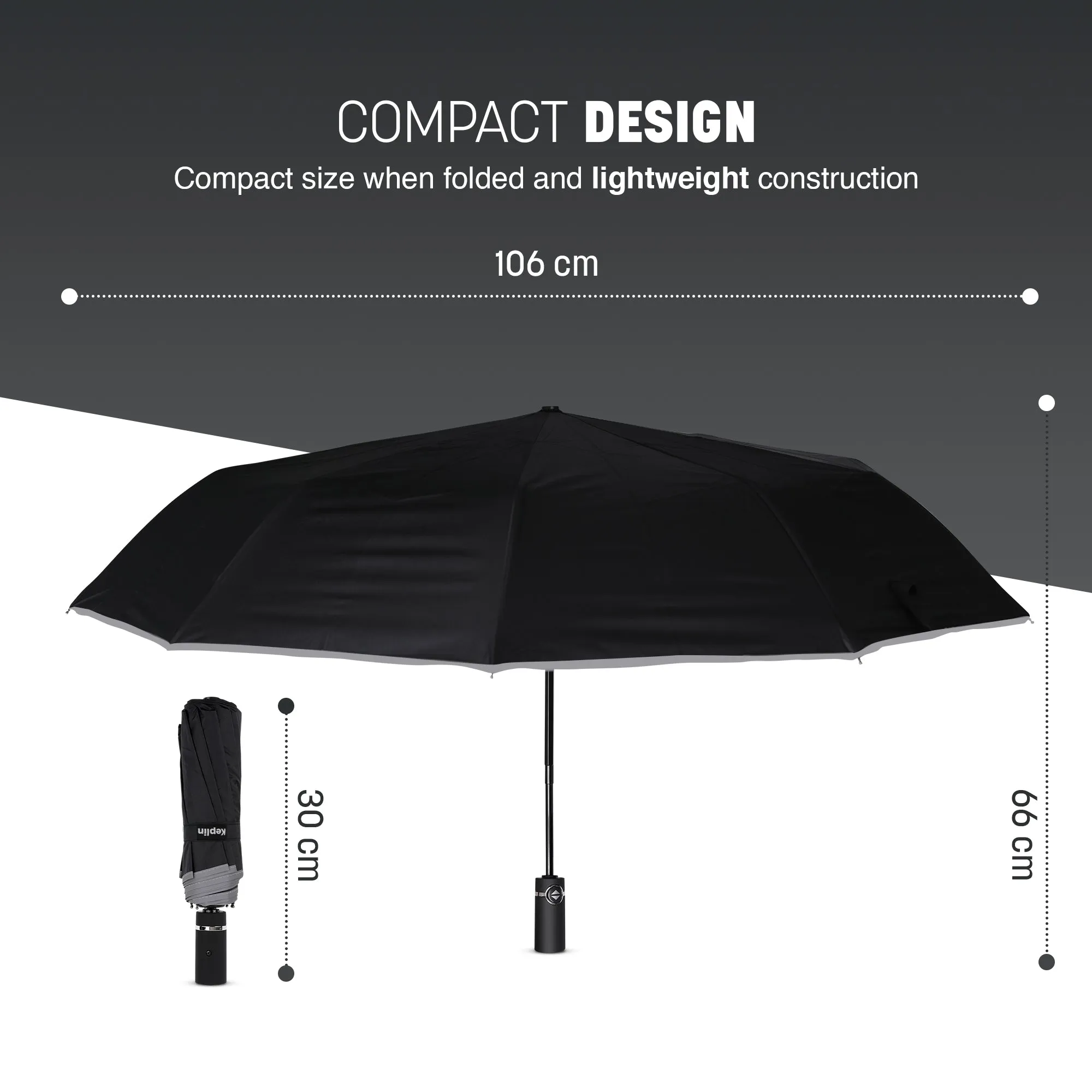 Folding Travel Umbrella with Ergonomic Handle - Portable, Slim, Strong and Lightweight Umbrella