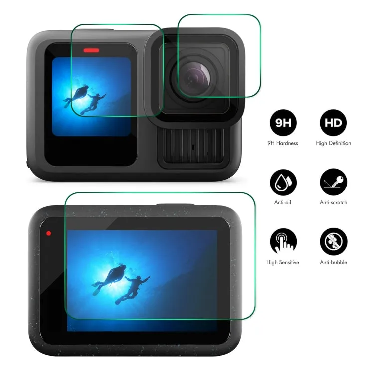 For GoPro HERO13 Black ENKAY 0.2mm 9H Tempered Glass Screen Protector Front ＆ Back Camera Film