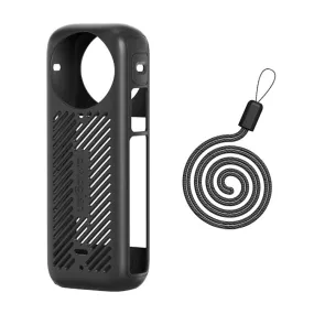 For Insta360 X4 AMagisn Silicone Protective Cover Body Case Black