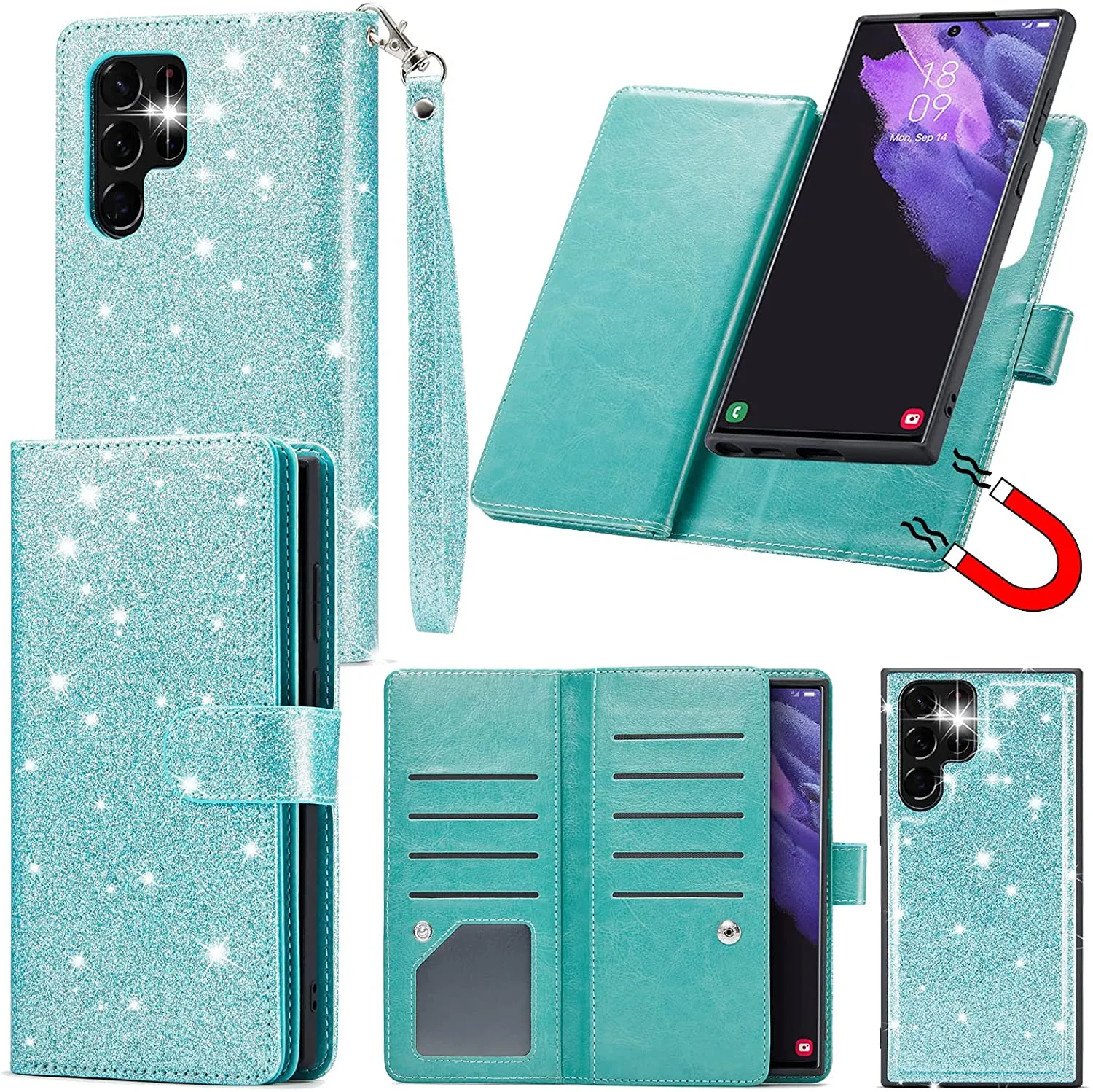 Galaxy S22 Ultra Glitter Wallet Case