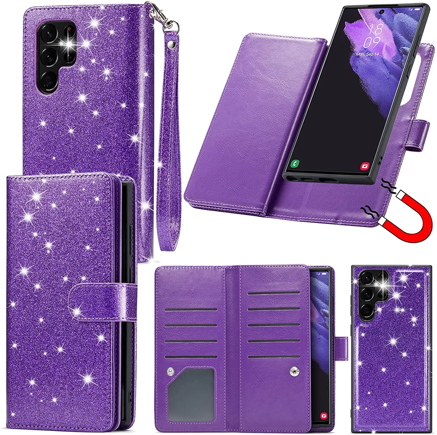 Galaxy S22 Ultra Glitter Wallet Case