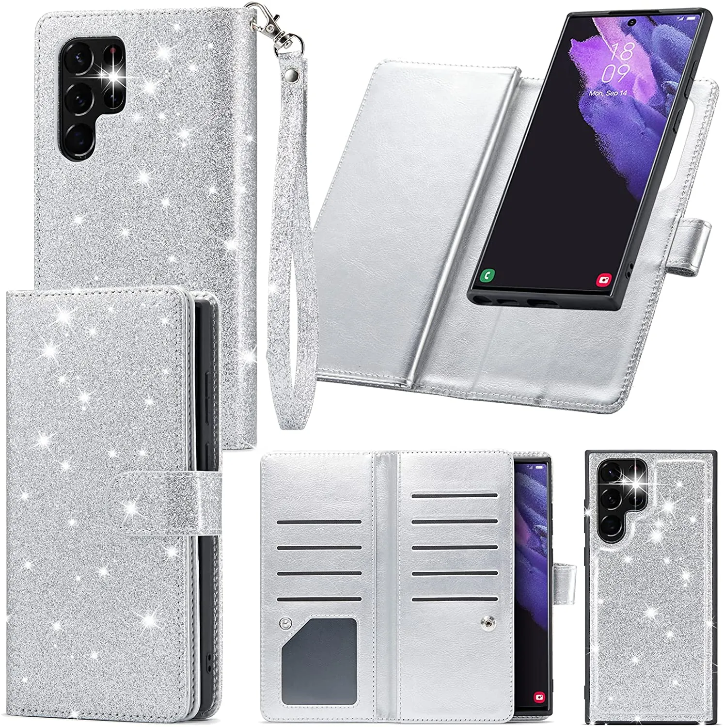 Galaxy S22 Ultra Glitter Wallet Case