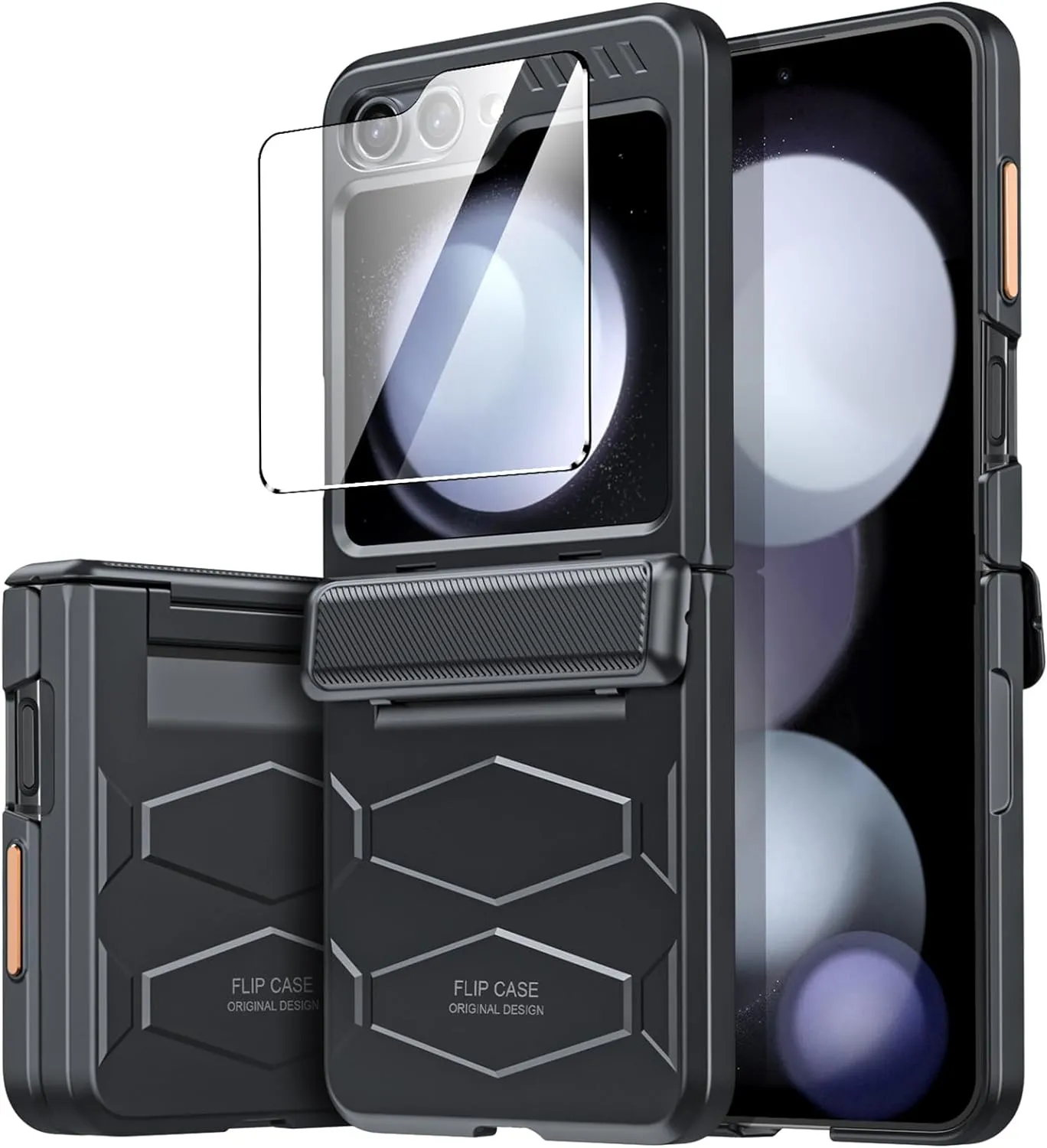 Galaxy Z Flip 5 Z Flip 5 Case Hinge Protection& Built-in Screen Protector Ultra Thin Case