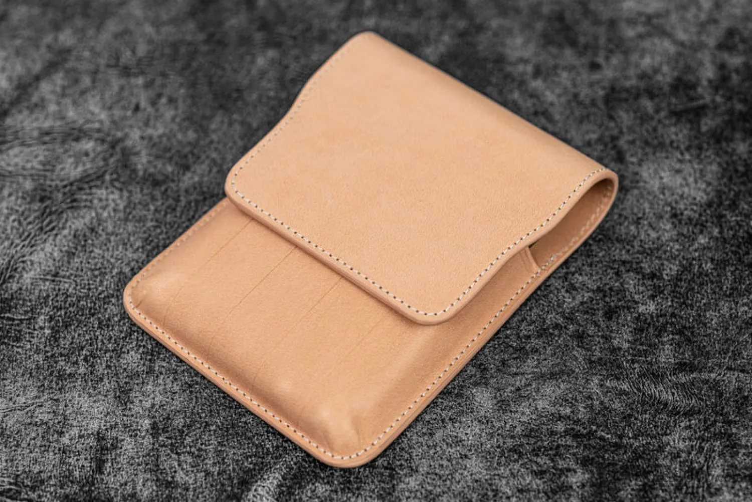 Galen Leather Five Slot Flap Pen Case in Undyed Leather