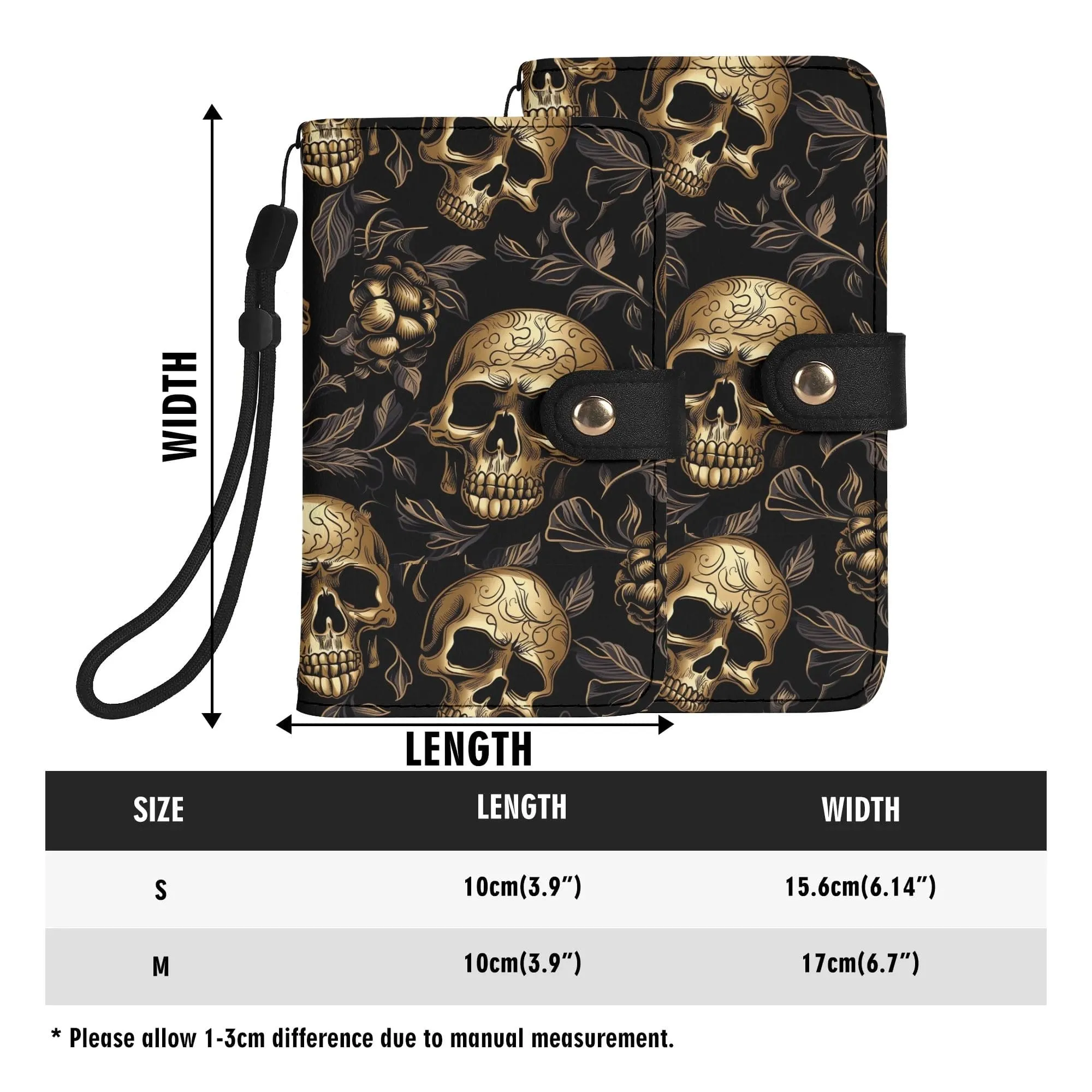 Get The Stylish Gold Skulls Black Phone Flip Case Cover For Your Mobile Phone Now!