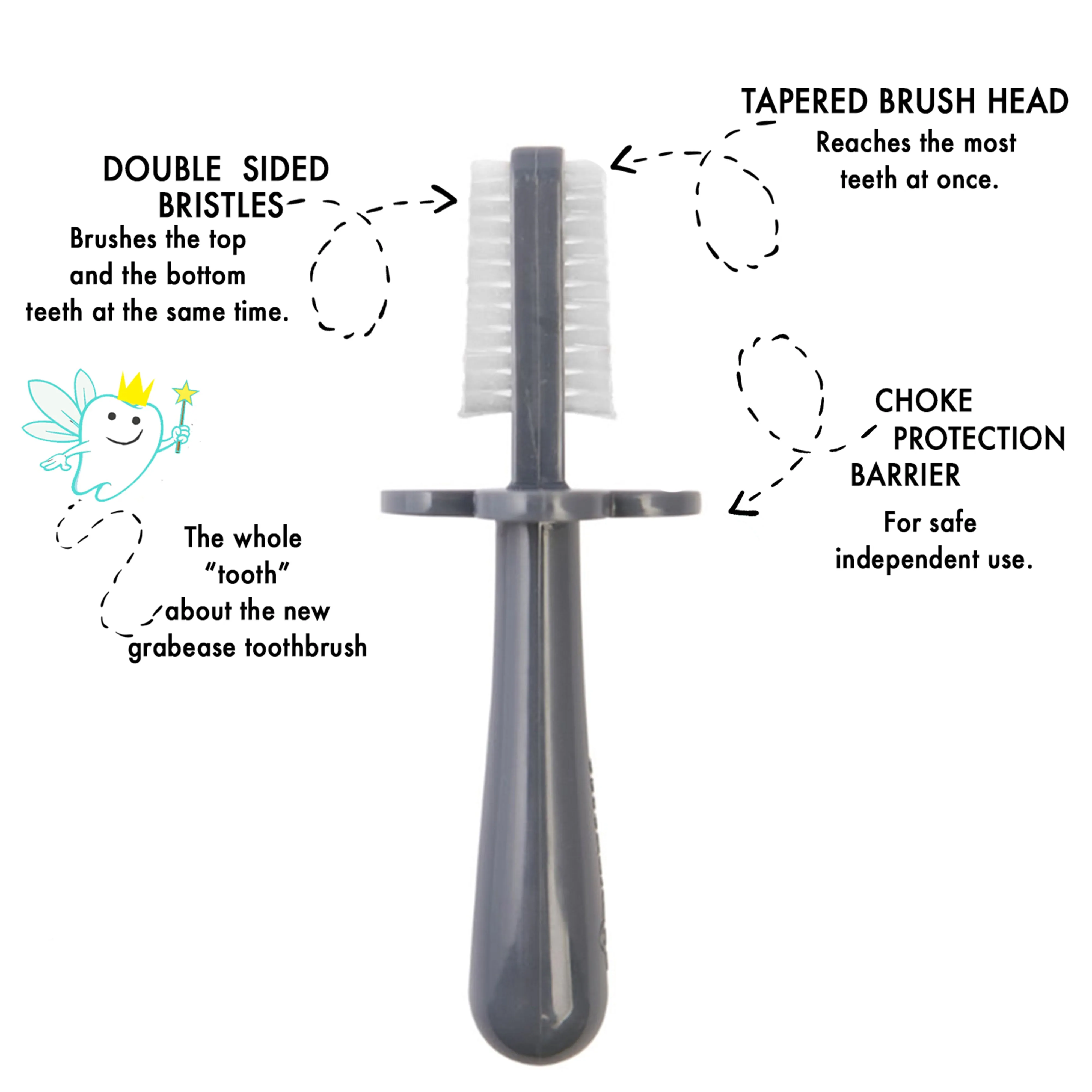 Grabease Double Sided Toothbrush Gray