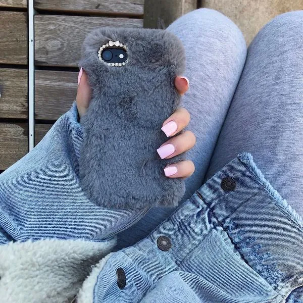 Gray Faux Fur iPhone Case