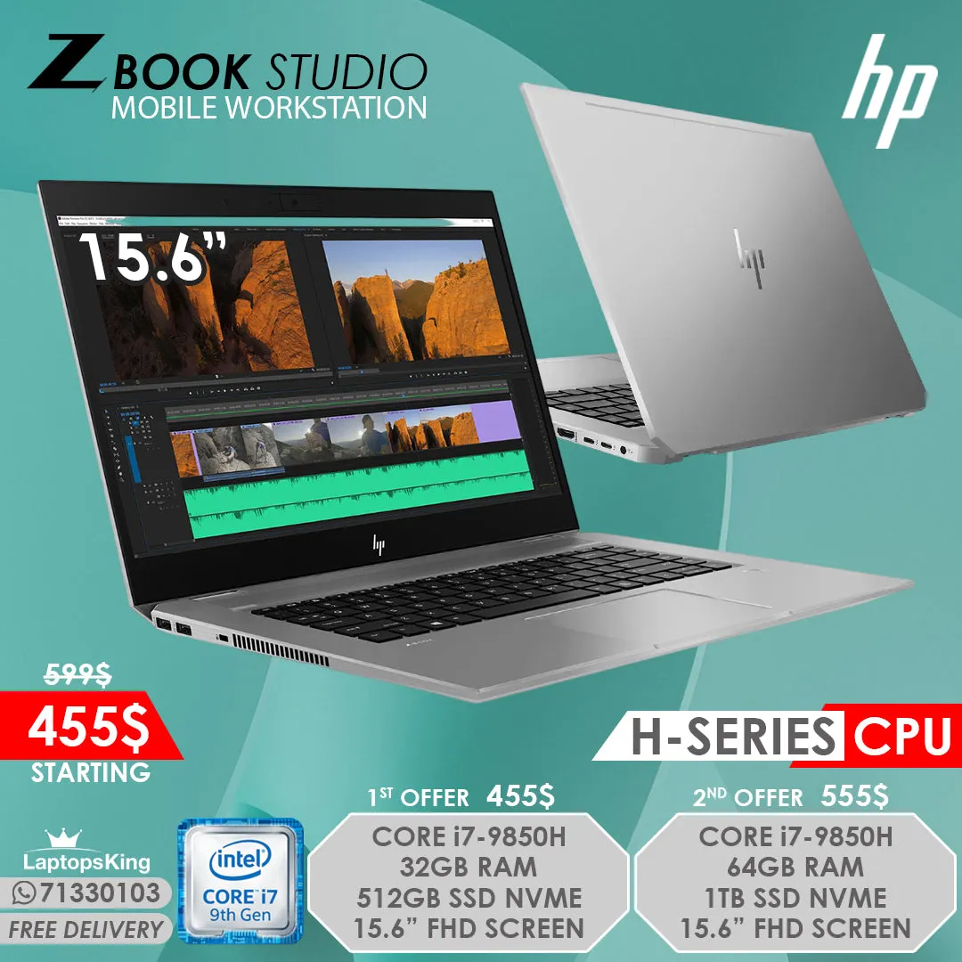 Hp Zbook Studio Mobile Workstation Core i7-9850h 15.6” Laptops (Open Box)