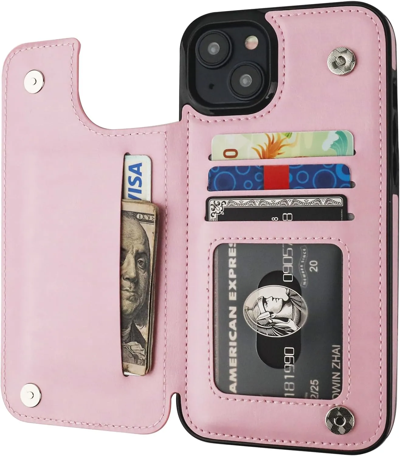 i Phone 16 Pro Max Wallet Case Card Holder PU Leather Kickstand Card Slots Case (Copy)