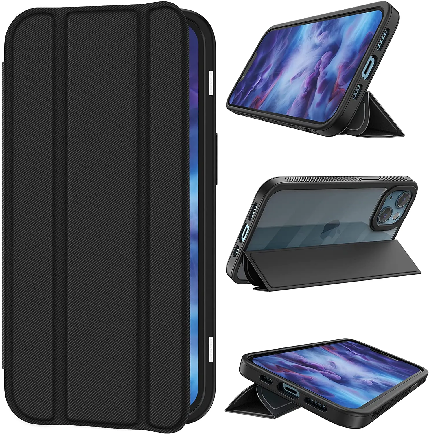 iPhone 13 Wallet Kickstand Case With Removable Magnet Flip Folio Cover