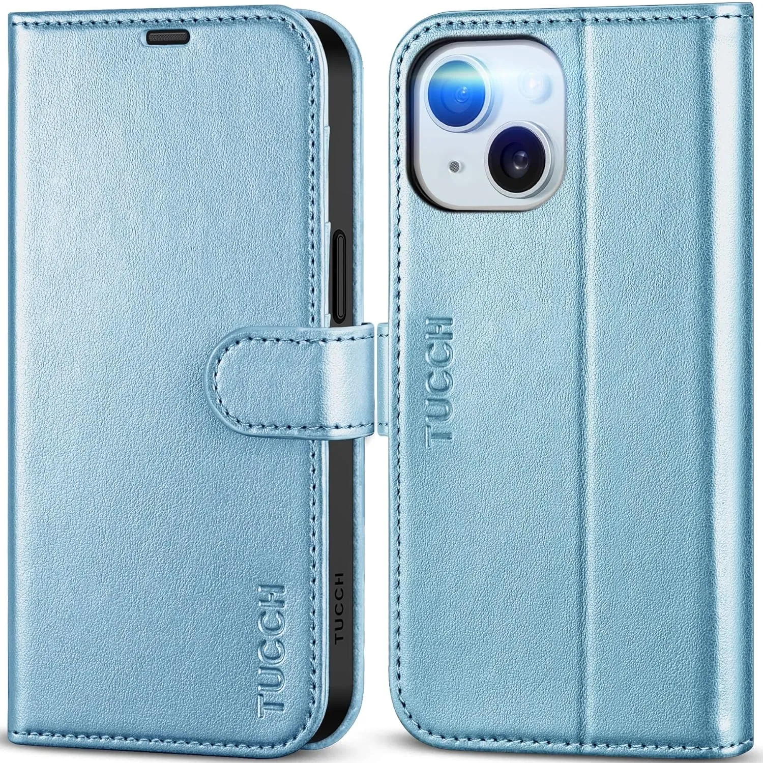 iPhone 15 4 Card Holder Kickstand PU Leather Magnetic Closure Protective Flip Cover