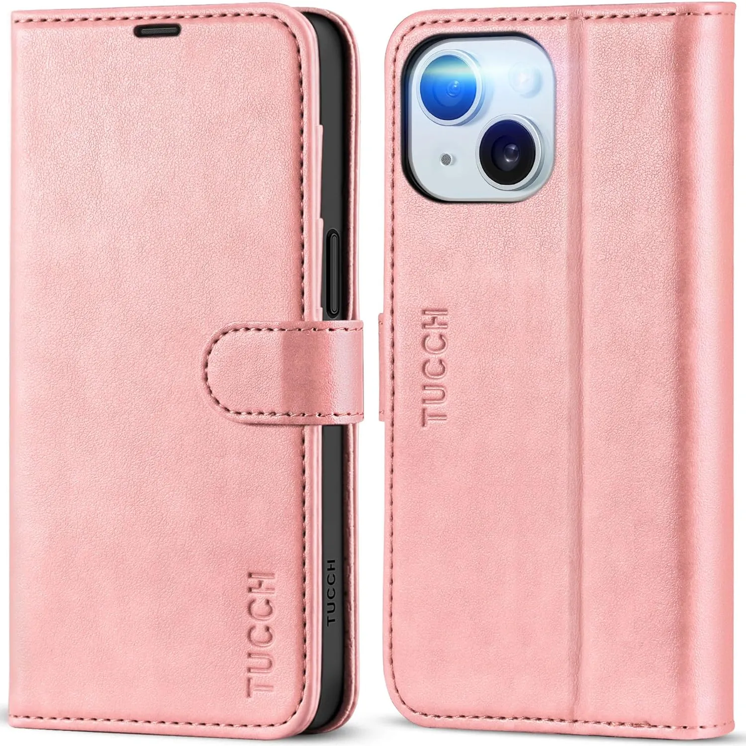 iPhone 15 4 Card Holder Kickstand PU Leather Magnetic Closure Protective Flip Cover