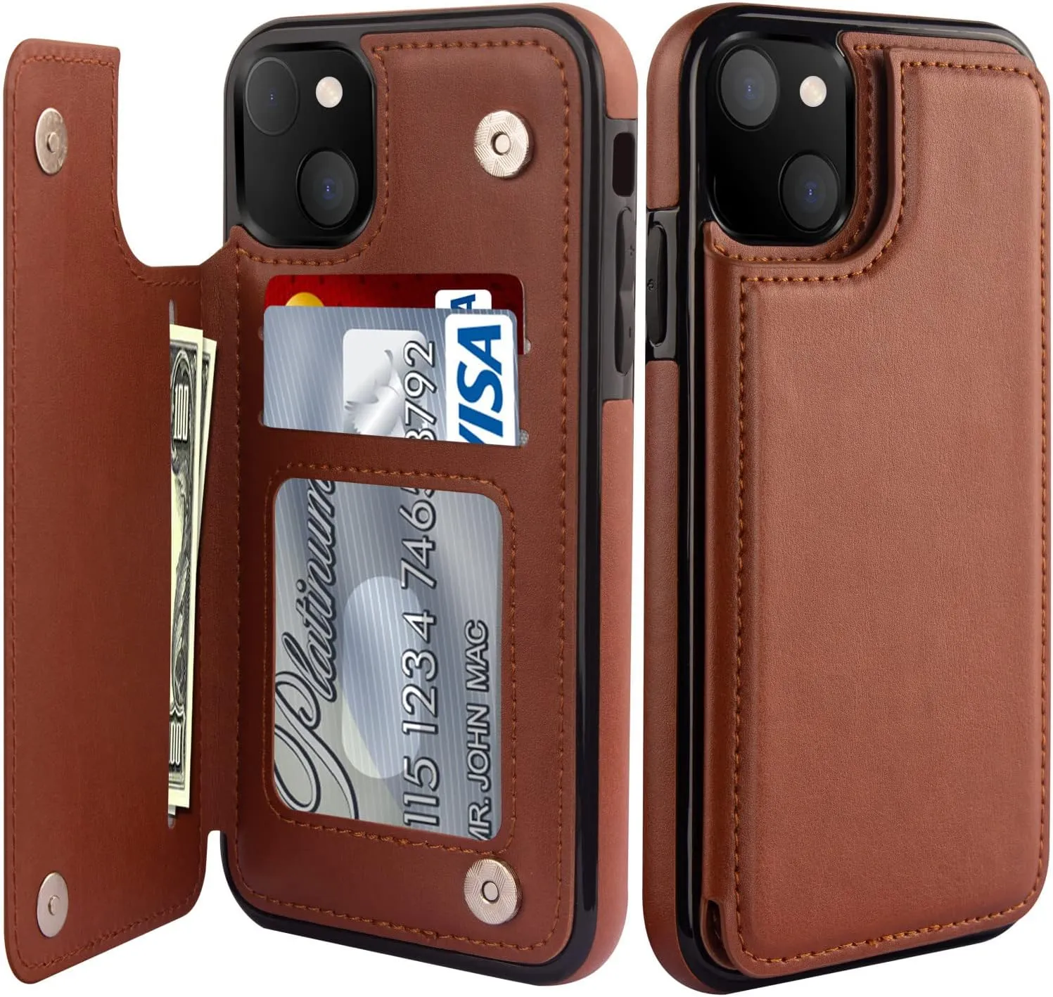 iPhone 15 Pro Case Flip Folio Leather Wallet Designs Protective Phone Case