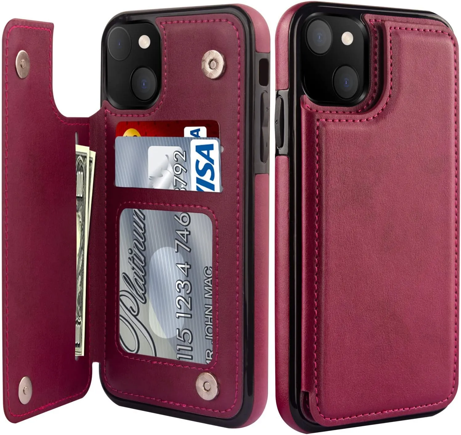 iPhone 15 Pro Case Flip Folio Leather Wallet Designs Protective Phone Case